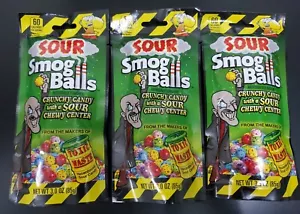 3x Bags Toxic Waste Sour Smog Balls Crunchy Candy with a Chewy Sour Center - Picture 1 of 6