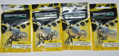 4 packs spro three way swivels  assortment sizes 4 2 1 & 1/0 - Image 1 of 4