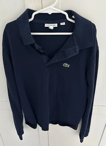 Lacoste kids boy's size 14 solid navy blue long sleeve polo - Picture 1 of 2