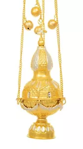 Temple Design Gold-Silver Plated Orthodox Incense Burner - Picture 1 of 1