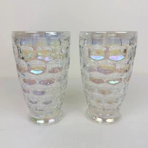 Federal Glass Iridescent Colonial Thumbprint Tumblers Set of 2 - Picture 1 of 7