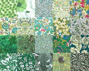 20 Liberty Tana Lawn™ pieces, each minimum 5" x 5" - *GREENS #20* - Picture 1 of 1
