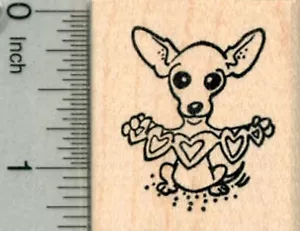 Valentine's Day Chihuahua Rubber Stamp, Dog with Hearts D29722 WM - Picture 1 of 1