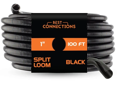 Nuevo 100' Pies 1" Negro Telar Dividido Cable Flexible Tubo Cubierta Audio Foto 1 de 4