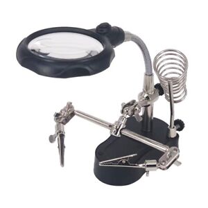 Hand Clip Magnifier Soldering Iron Stand Battery Powered Wide Applications