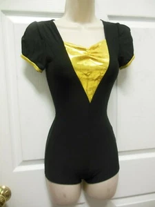 Shorty unitard bright yellow foil insert small adult Wolff Fording & Co dance - Picture 1 of 5