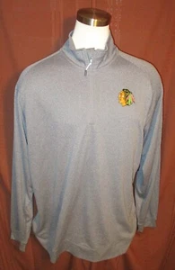 Chicago Blackhawks Men's Long-Sleeve 1/4-Zip Shirt, Grey, Polyester, 2XL, New - Picture 1 of 5
