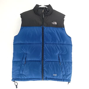 The North Face 600 Puffer Vest Boys XL or Mens M Blue and Black Down Vest - Picture 1 of 7