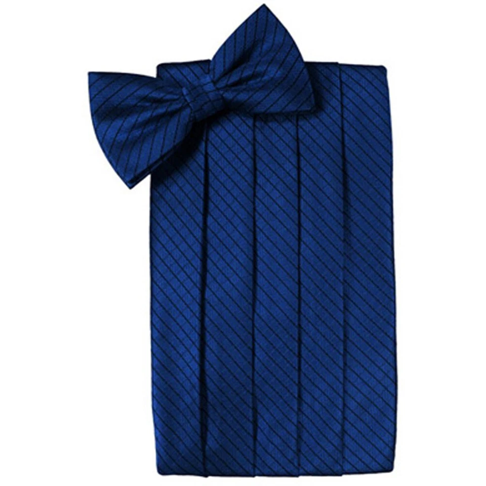 Conjunto de gravata borboleta e cummerbund masculino padrão grade azul royal - Imagem 1 de 1