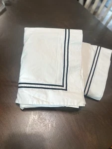 Frette • Made In Italy • Two Hotel Classic Euro Shams 26x26 White With Black - Picture 1 of 14