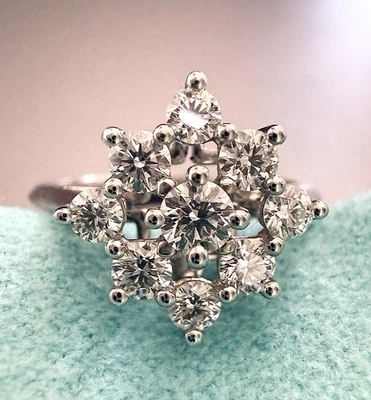 RARE Tiffany & Co. 9 Diamond Platinum 950 Band Ring Sz 5.25 Giftable Condition! - Image 1 of 4