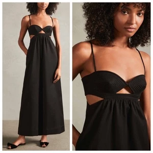 NEW Adriana Degreas Matelasse Cotton Blend Long Dress (Sz S) Cut Out Black - Picture 1 of 16