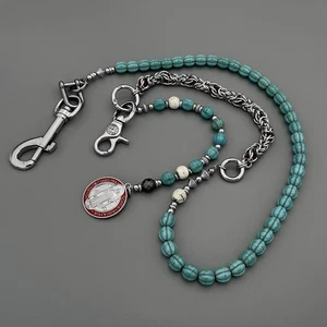Mens Punk Beaded Wallet Chain Links Gothic Keychain Jeans Pants Chain for Lady - Picture 1 of 9