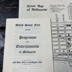 1925 antique USS PENNSYLVANIA US NAVY FLEET AUSTRALIA GREET MAP Melbourne AUS - Picture 1 of 18