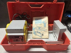 VINTAGE 1964 Mattel POWER SHOP LATHE & DISC SANDER+MISC. ACCESSORIES W/CASE USA - Picture 1 of 11