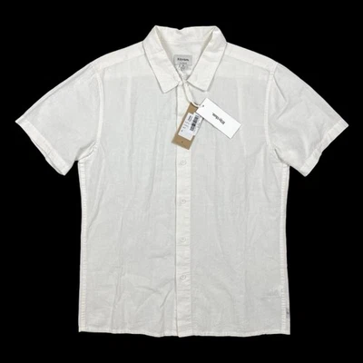 NUEVO CON ETIQUETAS $49 Camisa Rhythm Para Hombres Manga Corta Con Botones Mezcla de Lino Talla Pequeña Blanca Foto 1 de 4