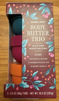 Trader Joe’s Body Butter Trio–Botanical Bloom, Cashmere Plum & Almond Vanilla - Image 1 of 4