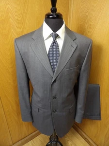 Traje de hombre Pronto Oumo 42r 36 X 28,5 Lt gris a rayas 100 % lana T#255 - Imagen 1 de 9