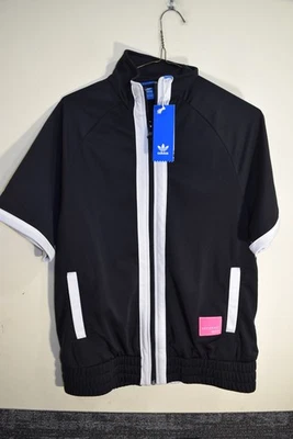 NUEVO Adidas EQT Chaleco Cremallera Completa Manga Corta Suéter Camisa Negro Blanco NIÑAS L Foto 1 de 4