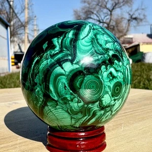 500G Rare Natural Malachite quartz hand Carved sphere Crystal Healing - Picture 1 of 19