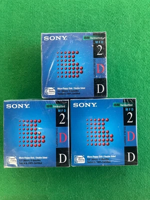 3 x Sony 3.5 inch floppy disc IBM Formatted MFD Double Density 10 per box sealed - Image 1 of 4