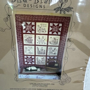 Love Me Love My Cat Redwork Embroidery Quilt Pattern by Bird Brain Designs - Picture 1 of 3