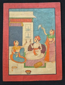 VINTAGE FINE GOLD WORK HANDMADE "MEWAR- SCHOOL" PAINTING BY "VAISHNAV DAS JI". - Picture 1 of 5