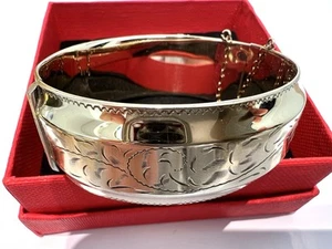 Vintage 9ct Rolled Gold Filled Bangle Foliate Etched, Made In Canada, 29.65g,561 - Picture 1 of 14
