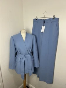 The Fold Suit Selsey Jacket & Adelaide Wide Leg Trousers UK 16 Blue BNWT - Picture 1 of 15