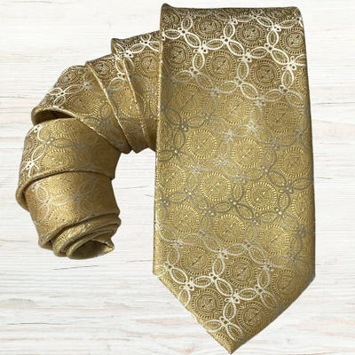 Alexander Julian Gold Tie Statement Luxury Retro Elegant Menswear Formal Event - Image 1 of 4
