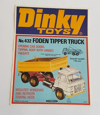Dinky Toys No. 432, Foden Tipper Truck, Rare Shop Sign, - Un-used Mint Condition - Image 1 of 4