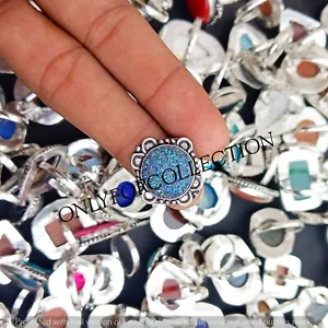 Druzy & Mix Gemstone 925 Sterling Silver Plated Handmade Designer Lot Rings - Picture 1 of 3
