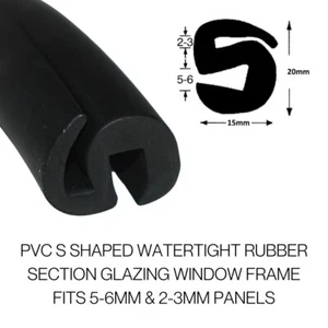 S Shaped Window Rubber Seal 5/6MM X 2/3MM - Picture 1 of 2