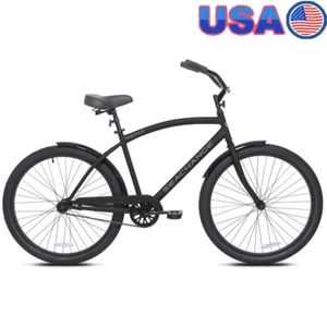 Men's 26 Inch Beach Cruiser Bike Adjustable Seat Coaster Brake Steel Frame New - Picture 1 of 1