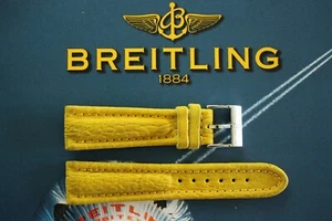 NOS 22MM SF YELLOW SUEDED SHARK BUCKLED WATCH BAND WATCHBAND STRAP FOR BREITLING - Picture 1 of 4