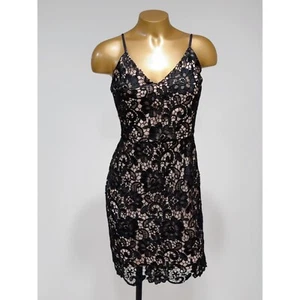 Express Women's Black Lace Crochet Party Evening Cocktail Mini Dress Size 2 - Picture 1 of 9