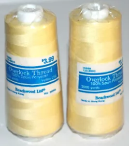 2 Cones Beachwood Overlock Serger Thread Yellow 216 35055 New 3000 yd Spools - Picture 1 of 6