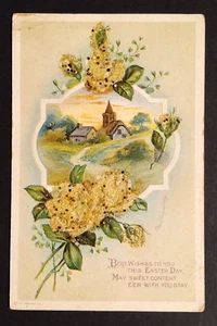 Best Wishes Easter Clapsaddle Embossed Mica Intl Art Pub Co Postcard c1910s - Picture 1 of 3