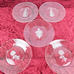 Disney Mary Poppins & Beauty And The Beast Etched glass 8" Frosted Plates 5 Lot - Picture 1 of 22