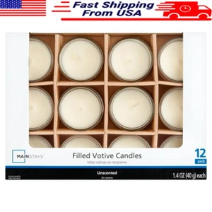 12-Pack Unscented Votive Candles Clear Glass Warm Ambient Lighting Emergency Use - Picture 1 of 7
