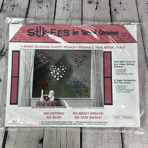 Valentine's Day Decor Vintage Stik-EES Confetti Hearts Vinyl Window Clings 1990 - Picture 1 of 5
