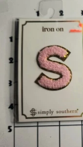 Letter "S" Patch Pink Glitter Edge Embroidered Chenille Iron on Alphabet - Picture 1 of 1