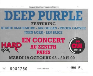 RARE / TICKET BILLET DE CONCERT - DEEP PURPLE : LIVE A PARIS ( FRANCE ) 1993 - Picture 1 of 2