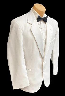After Six Men’s White Tuxedo Jacket Size 36S 2-Button with Satin Notch Lapels - Image 1 of 4