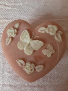 Design Gifts Intern'l Pink Heart Trinket Box With Ivory Butterflies & Flowers  - Picture 1 of 12