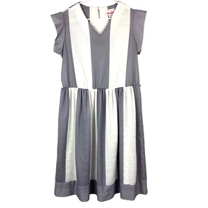 Vestido vintage años 80 Joan Curtis rayas manga corta secretaria gris busto 40" - Imagen 1 de 4