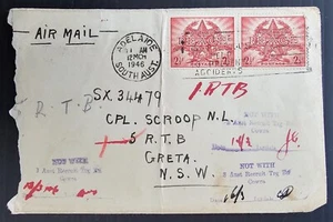 1946 Australia Airmail Cover ties 2 stamps cd Adelaide-Greta - Picture 1 of 2