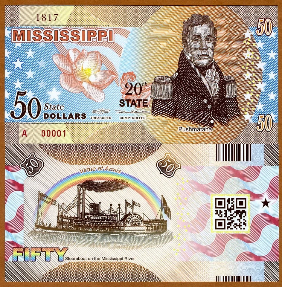 USA States, Mississippi, $50, Polymer, ND (2016), P-N/L, UNC - Image 1 of 1