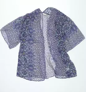 Indigo Womens Purple Geometric Polyester Kimono Blouse Size 14 V-Neck - Semi She - Picture 1 of 10