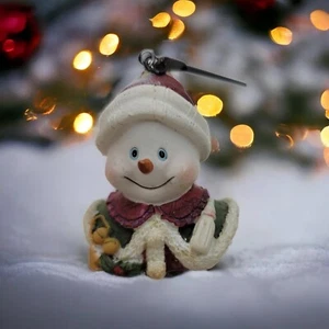 Christmas Snowman Candle Snuffer Extinguisher Green Resin Handle with Glitter - Picture 1 of 10